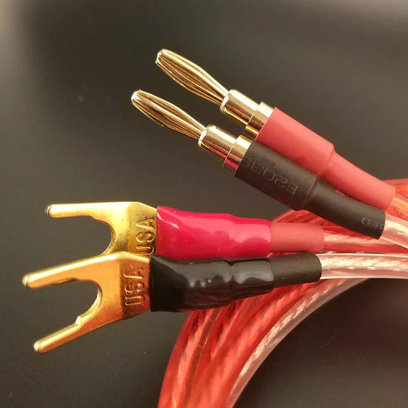 FIHI-14 DIY Audio Line Hifi Speaker Cable With 2 Y type Banana Plug to plug Speakon Wire Cables | Электроника