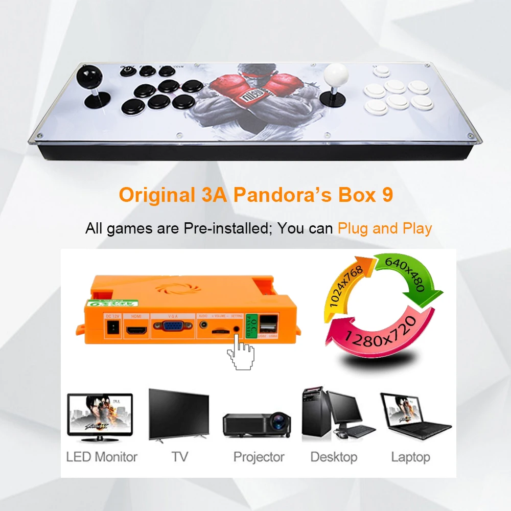 Семейная версия Pandora's Box 9 1500 В 1 игровой автомат с нулевой задержкой джойстик кнопки печатной платы разъем HDMI VGA Аркада