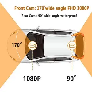 Pruveeo H1-Plus двойной видеорегистратор фронтальная и задняя камера FHD 1080P+ 480P 2," lcd Автомобильный видеорегистратор с широким углом обзора 170 градусов