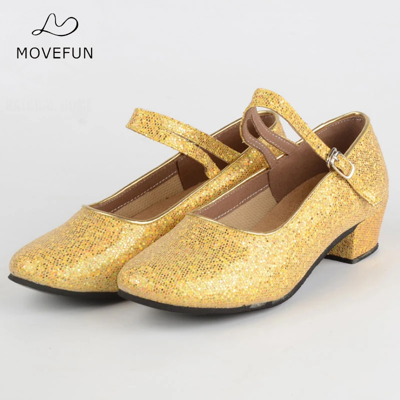 MoveFun/брендовые Детские блестящие туфли для латинских танцев девочек