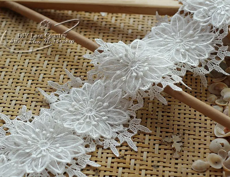 (2 ярда/Лот) Кружевная аппликация из венецианского кружева с цветочным мотивом