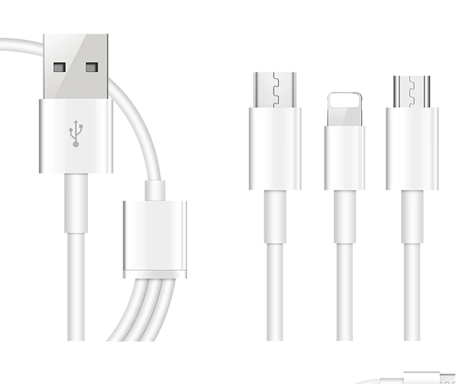 ACCEZZ 3 в 1 USB кабель для iPhone X 7 зарядное устройство с микро usb type C 8Pin порт 3A Быстрая зарядка для Xiaomi huawei кабели