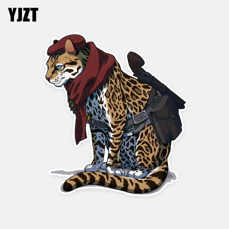 

YJZT 13CM*14.7CM Cartoon Funny Animal Leopard Decor Car Sticker Decal PVC 5-0721