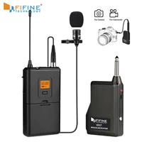 fifine 20 channel uhf wireless lavalier lapel microphone system with bodypack transmitter lapel mic receiver for cameraphones
