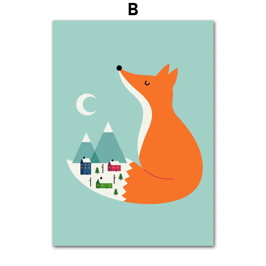 

Wall Art Canvas Painting Fox Elk Raccoon Koala Animals Art Prints Nordic Posters And Prints Wall Pictures Baby Kids Room Decor