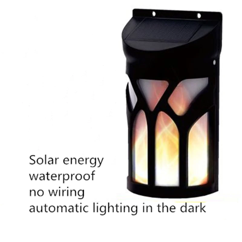 

European Solar LED Wall Lamp Landscape Courtyard Personality Light Outdoor Garden Villa Flame Characteristic Lamp