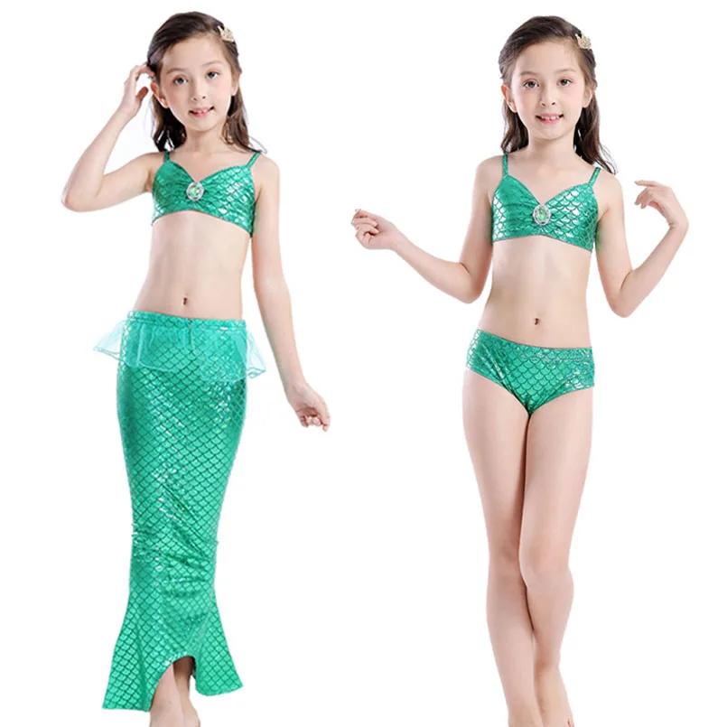 Комплект детской одежды из 3 предметов: хвост русалки купальные костюмы