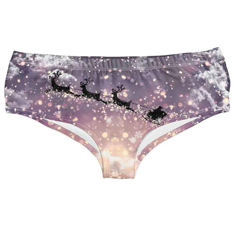 Big gift Ladies Hipsters Panties Christmas Themed Women sexy print Seamless Underwear Thongs G-String #15A |