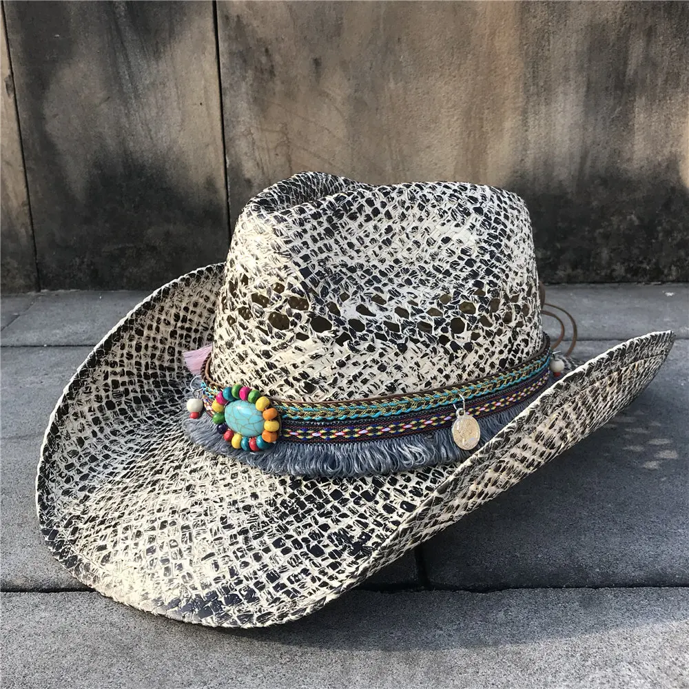 Летняя женская соломенная шляпа в ковбойском стиле элегантная Sombrero Hombre с