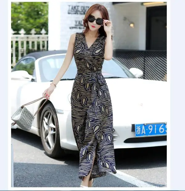 Женский Летний комбинезон с глубоким V образным вырезом высокой талией и