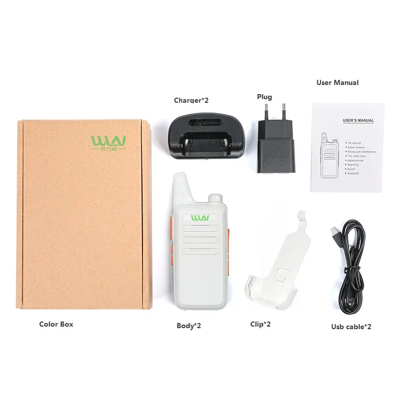 2PCS Portable Radio WLN KD-C1 Mini Wiress Walkie Talkie UHF Handheld Two Way CB Radio Communicator рация