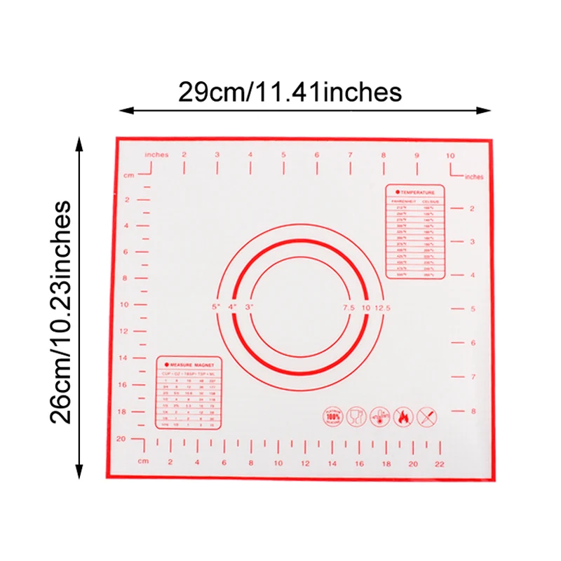 Red-26X29CM Силиконовый коврик для выпечки с антипригарным покрытием для муки, коврик для теста, коврик для выпечки, кондитерские приспособления для выпечки, кухонные принадлежности - Цвет: Red-26X29CM