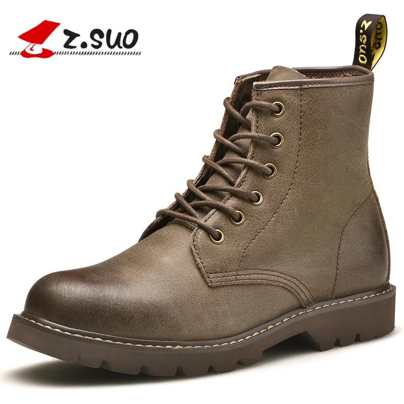 Мужские зимние ботинки из натуральной кожи Модные ботильоны мотоциклетные martin