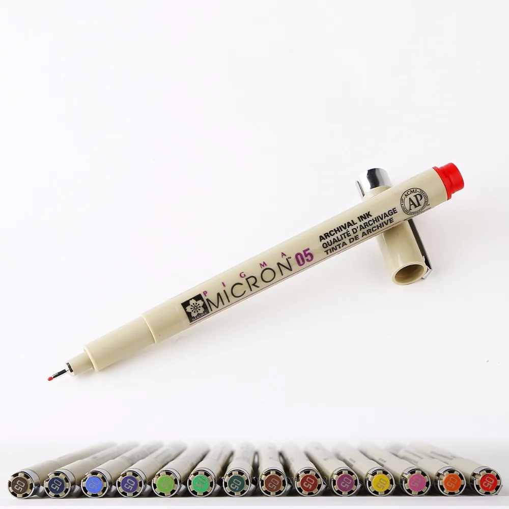 Набор ручек Sakura Pigma Micron 05 с тонкой линией 0,45 мм для черчения манга 14 цветов на выбор товары для рукоделия