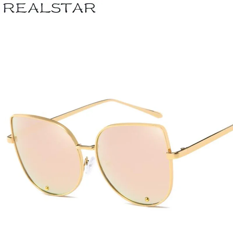 REALSTAR 2018 розовые зеркальные солнцезащитные очки Для женщин &quotкошачий глаз&quot