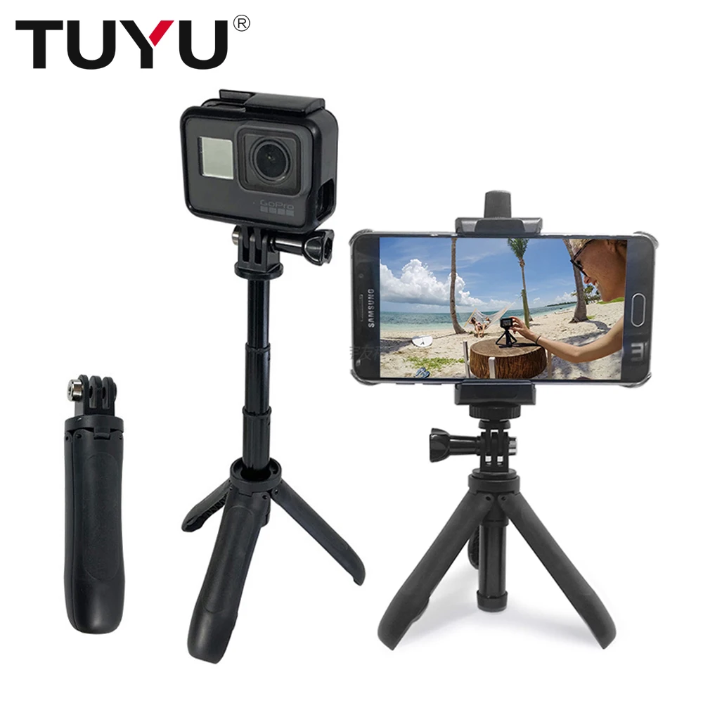 Мини селфи палка TUYU + штатив с выдвижной ручкой для экшн Камеры GoPro Hero 9 8 7 6 5 DJI Osmo Yi