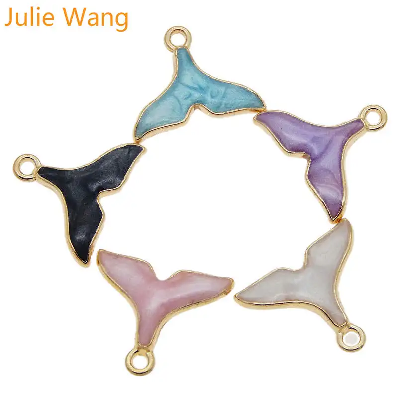 10 шт. эмалированные Подвески Julie Wang для браслета Русалочка Кит рыбий хвост