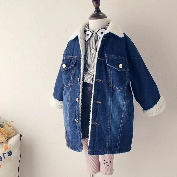 Зимние пальто из овечьей шерсти для девочек Бархатная куртка Теплые ковбойские