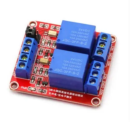2 канальный релейный модуль 24 В с изоляцией оптрона поддерживает триггер