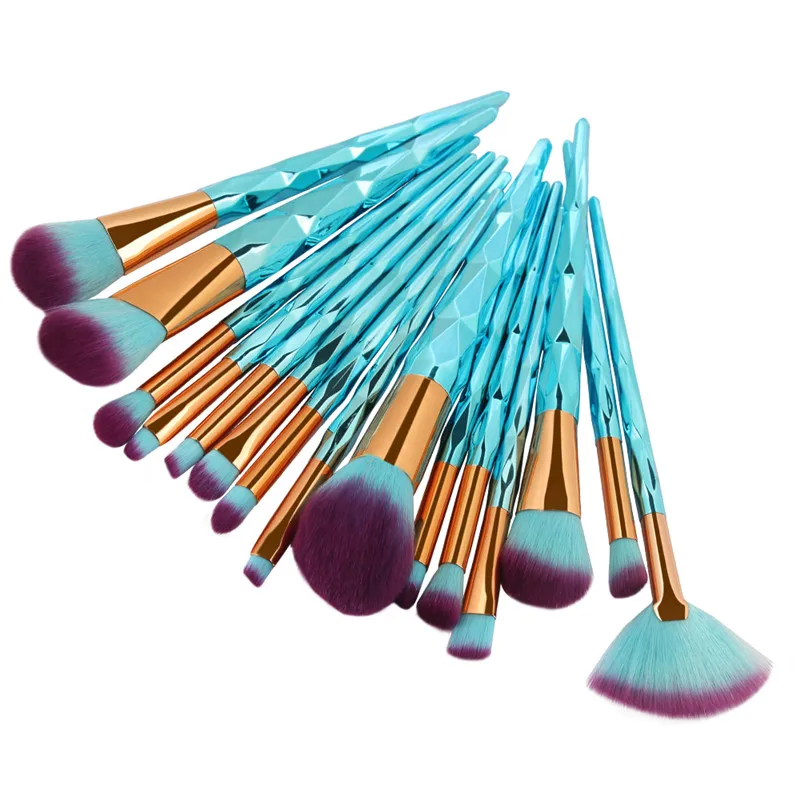 15Pcs Blue MAANGE 10 шт./15 шт. набор кистей для макияжа Пудра основа для бровей Тени для век консилер для губ веер набор кистей для макияжа Pincel Maquiagem - Handle Color: 15Pcs Blue