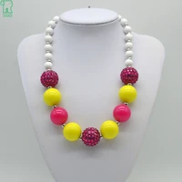 child jelly color chunky beads necklace girls bubblegum beaded collier fashion kid accessories princess chunky beads necklace