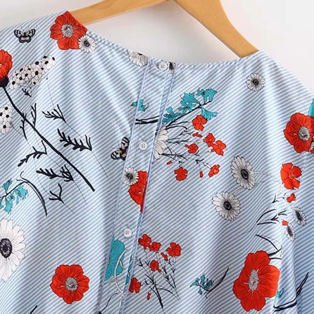 Shegetit Винтаж Цветочный принт Топы корректирующие Для женщин Рубашки для