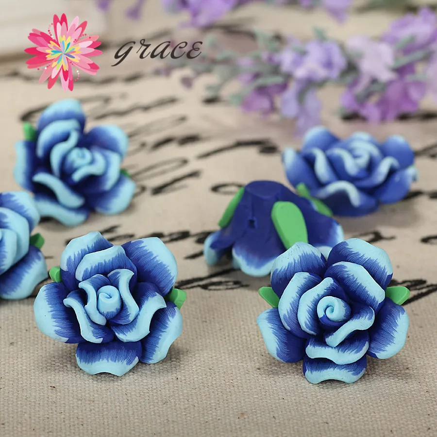 15 шт./лот 17 мм красивые Винтажные бусины из полимерной глины с розами Diy браслет