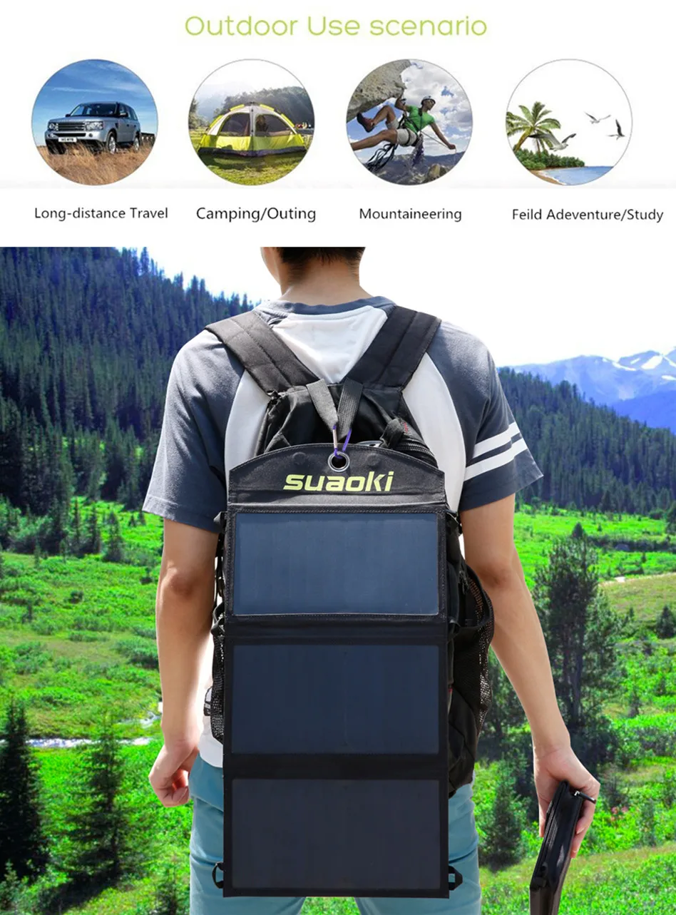 Suaoki 20 Вт портативная складная солнечная панель батарея Солнечное зарядное