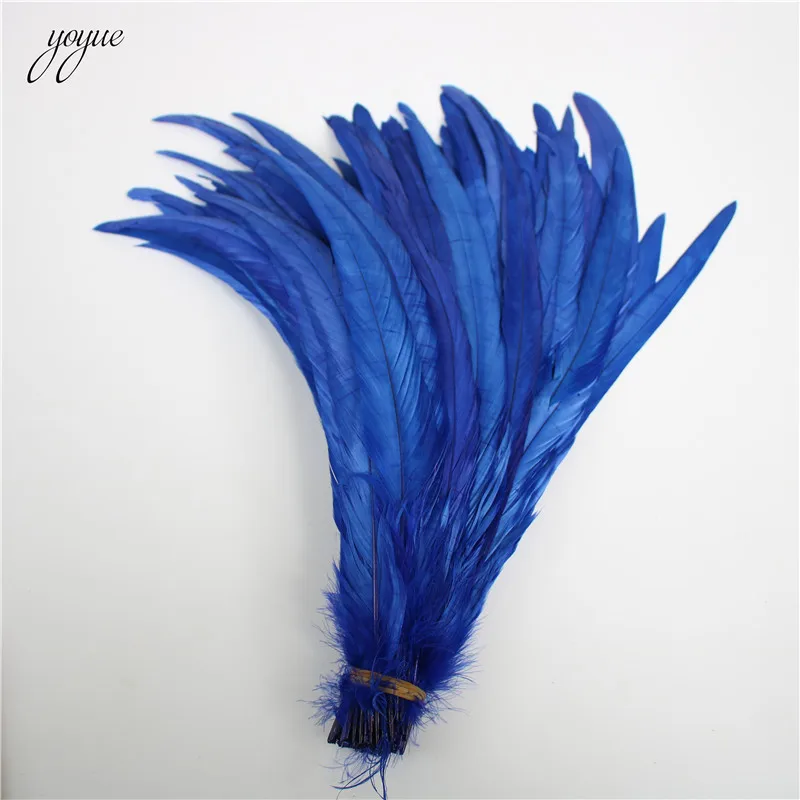 

YOYUE 50pcs 16-18Inch/40-45CM Blue Rooster Coque Tail Feather Cheap Feathers For Crafts wedding Decoration Diy Pheasant plumes