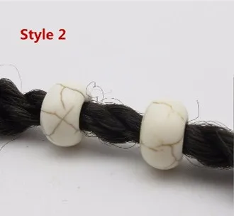 2pcs Style 2 2 шт./упак. из натурального камня разных 11 видов стилей, подвязанные лентой, с объемной волной, дредлоки, для увеличения объема, бусины кольца трубки для ювелирных изделий, дредлоки, для увеличения объема, аксессуары - Цвет: 2pcs Style 2
