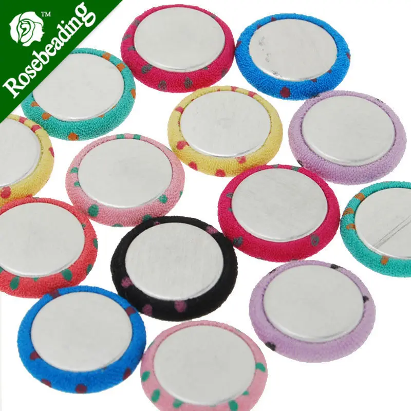 Круглая пуговица 15 мм смешанные цвета в горошек с цветочным рисунком плоский