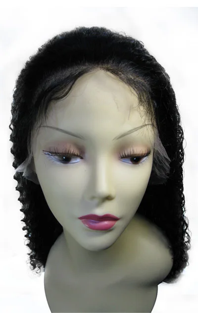Beautiful Kinky Curl 10 24" 1B# Virgin European Hair Front Lace Wig For Black Women Free Shipping|lace wigs white women|lace wig kinky curllace