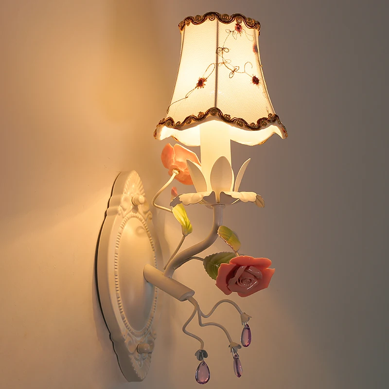 Европейский Свадебный розовый настенный светильник светодиодные Цветочные