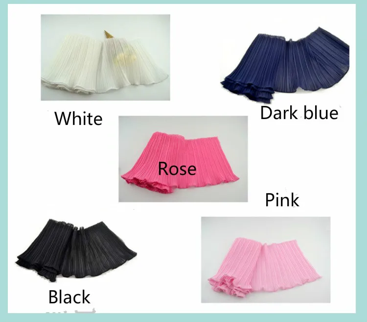 3 ярда/лот черный белый цвет кружевной отделкой гофрированное платье из