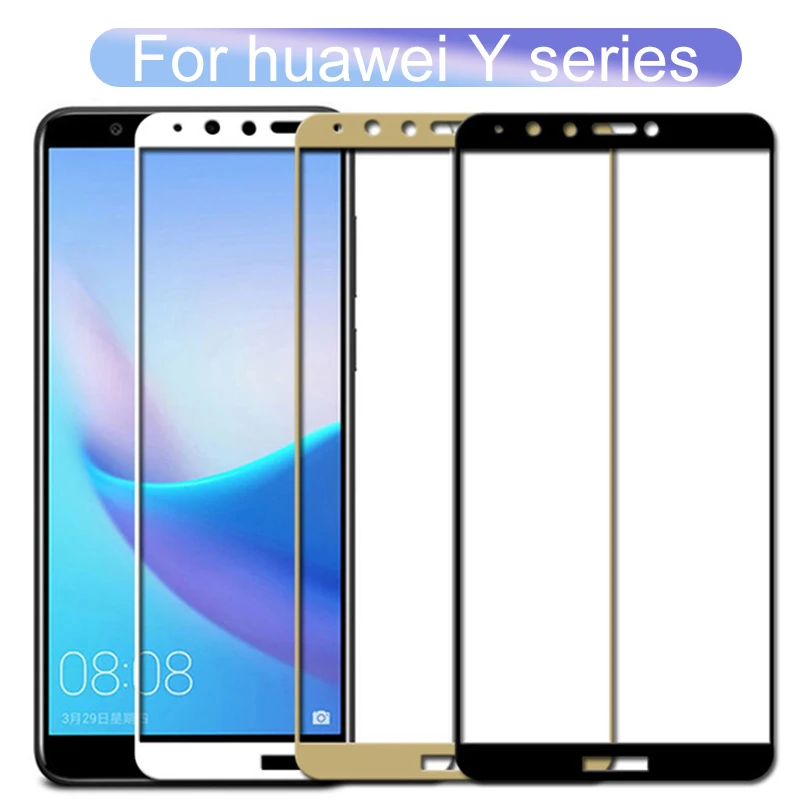 Закаленное стекло с полным покрытием для Huawei Y3 Y5 Y6 Y7 2017 Y9 2019 Prime 2018 Y 3 5 6 7 9 чехол