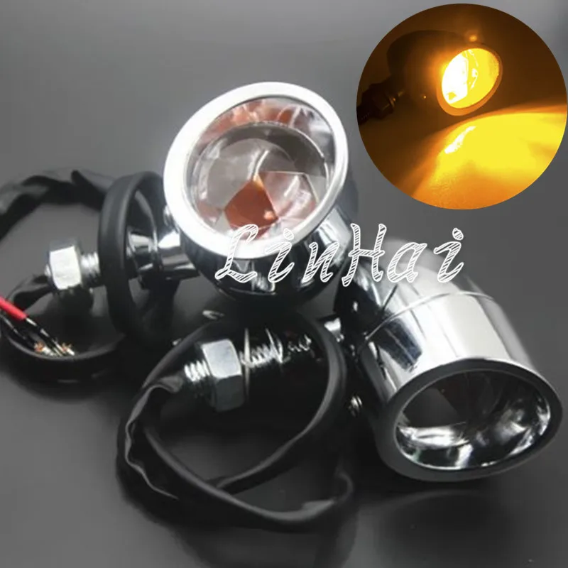 Металлический хромированный поворотник для мотоцикла индикатор поворота желтая