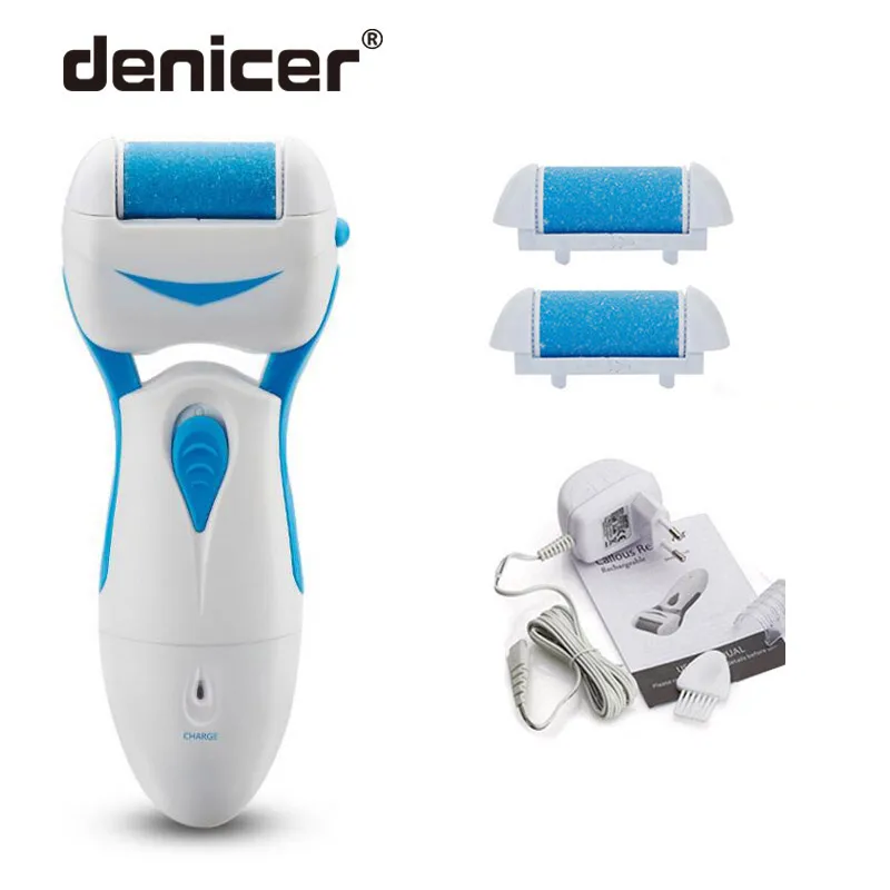 

Синяя электрическая машинка для удаления пяток и мозолей, инструмент для ухода за ногами с 2 дополнительными роликовыми головками