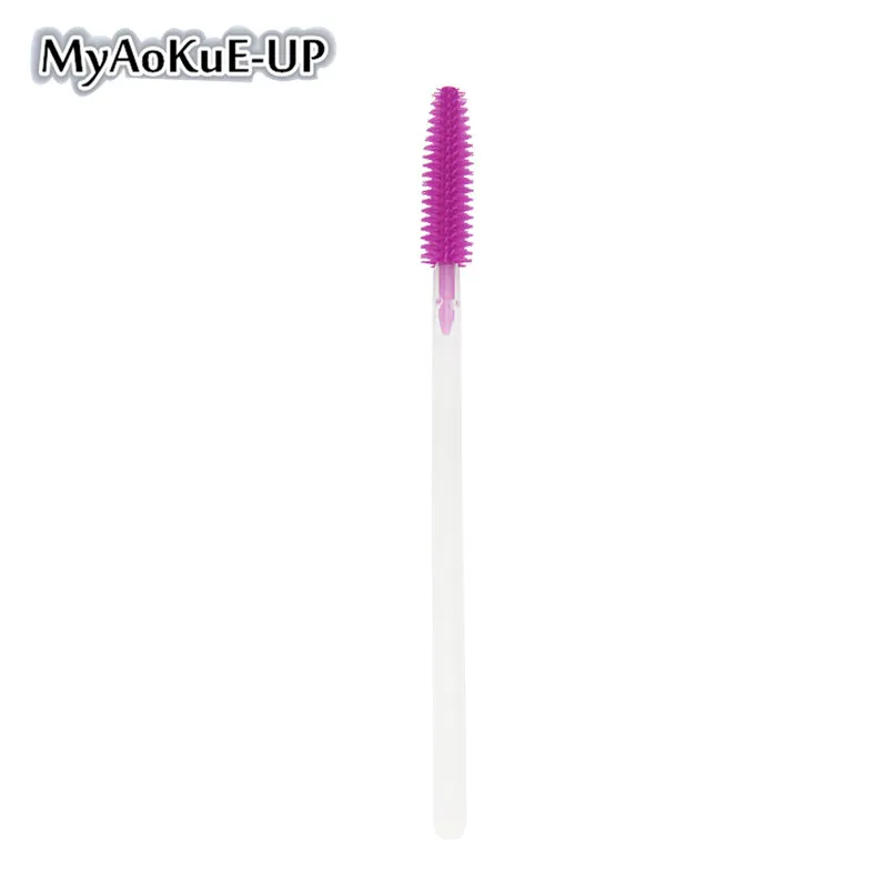 Tran purple red Косметический 250 шт ресницы кисти тушь для ресниц Палочки Силиконовые брови кисти для наращивания ресниц палочка аппликатор макияж кисти инструмент - Handle Color: Tran purple red