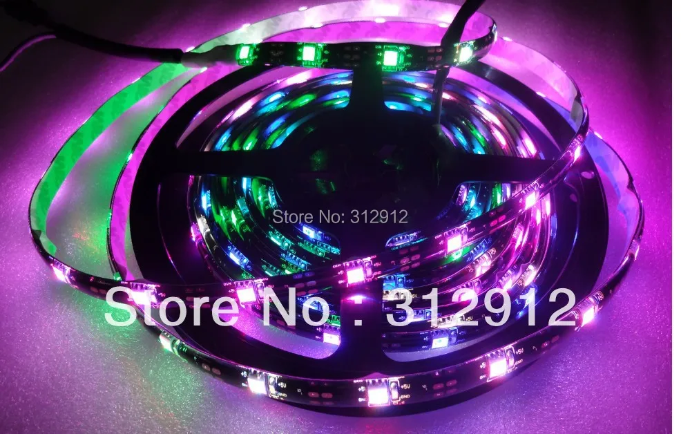 Светодиодная лента 5 м в пост. Тока INK1003 IP68 30 шт. 1002led(5050 RGB с IC)/м пикселей черная