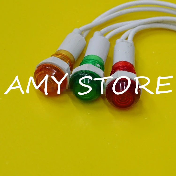 Индикаторные лампы TIE YI 10 шт 10 мм красный зеленый 19 см кабель 6В 12В 24В 220V 380V