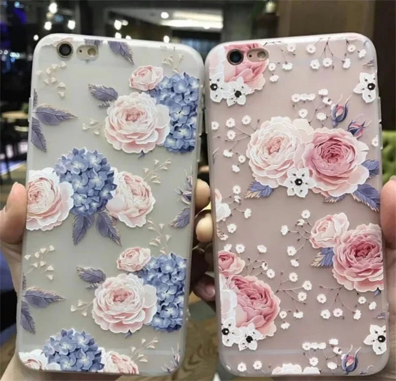 Мягкий силиконовый защитный чехол с цветочным узором для iPhone 7 8 Plus X телефона s/dhl