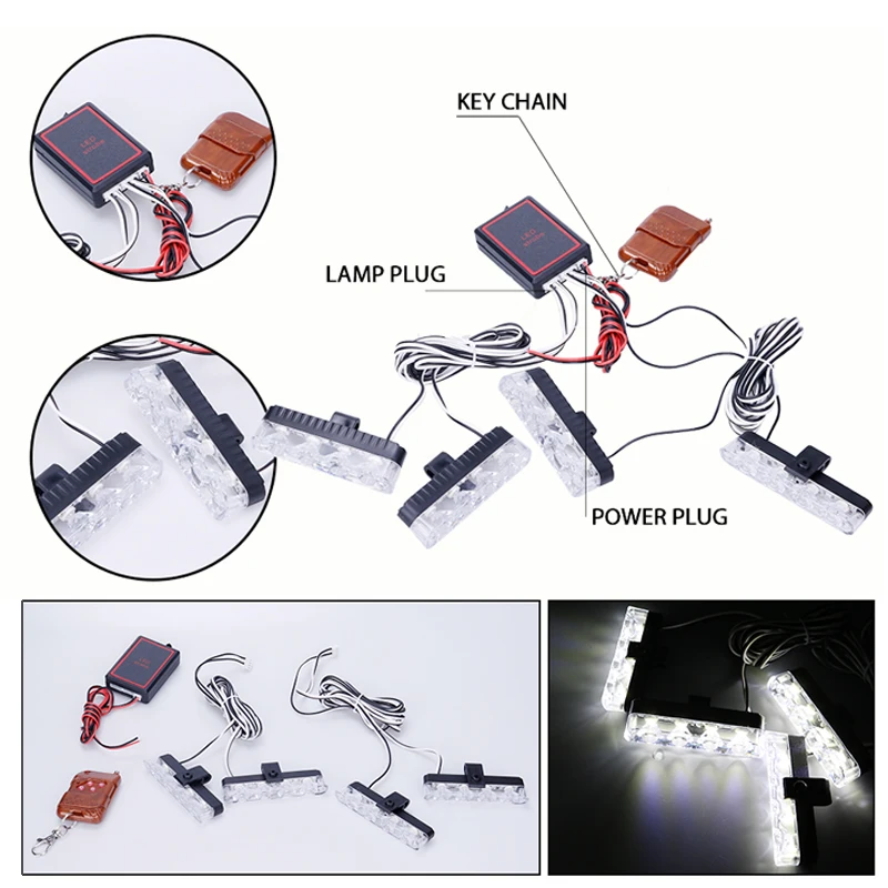 Enjoynight 4x4 LED Wireless Remote 12V Flashing DRL Automobiles Strobe Warning light Car Police Ambulance Emergency day | Автомобили и