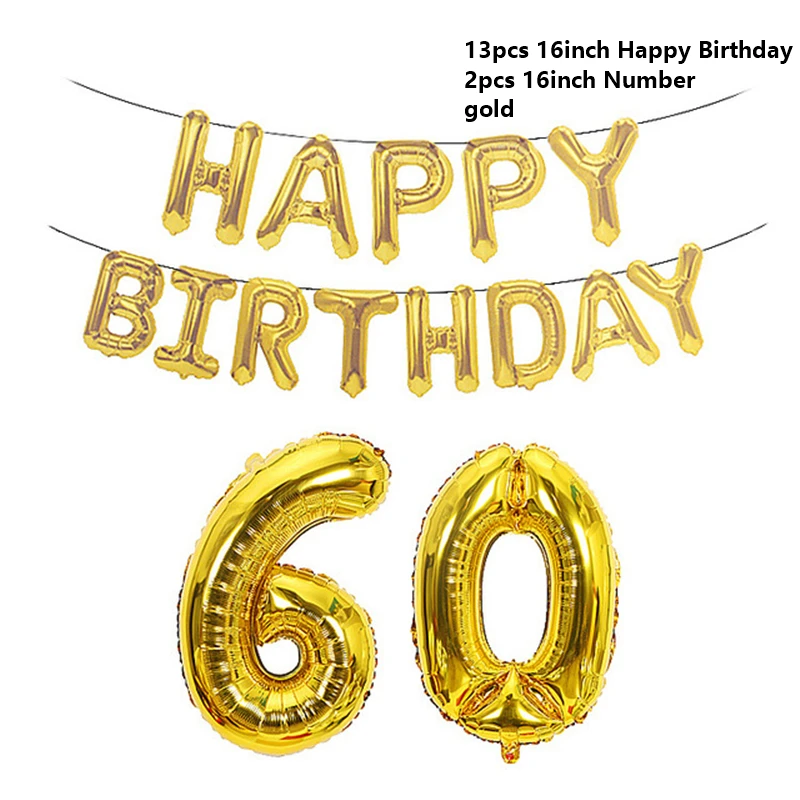 New 16inch Rose Gold Number Letter Foil Balloons Birthday Party Ballons 18/30/40/50/60th Adult Decoration Balloon | Дом и сад