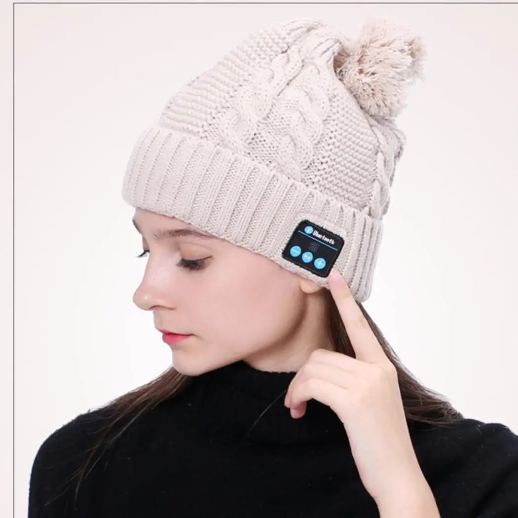 Стерео вязанная 4 шапка Повседневная Bluetooth осенне-зимняя вязаная кепка в стиле унисекс 1 теплая 100 см гарнитура беспроводная около зимняя шапочка