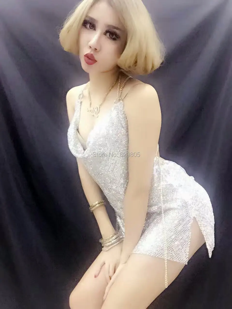 Модное женское платье стразы с кристаллами сексуальные блестящие платья для