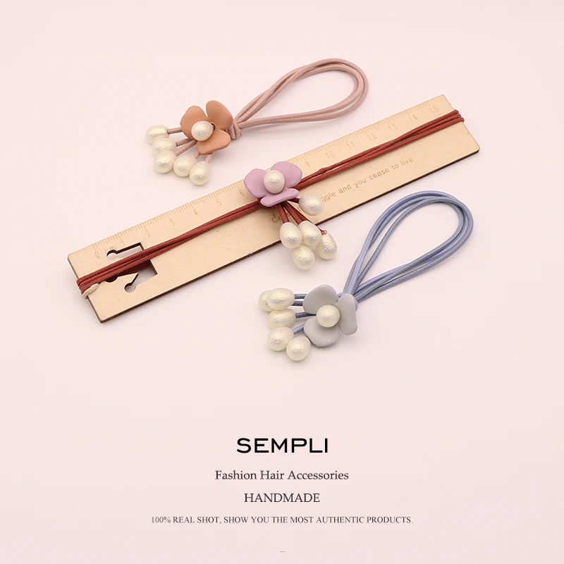 Резинки для волос Sempli женские нейлоновые эластичные резинки с цветами жемчугом