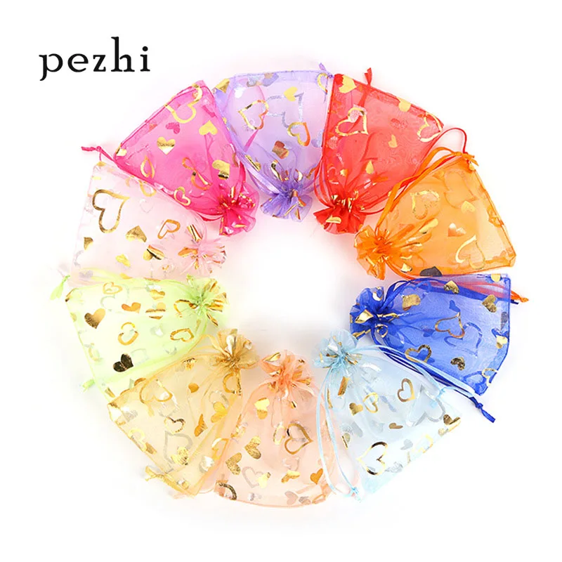 100 шт бронзирующий персиковый узор в форме сердца связка Пряжа сумка жемчужная