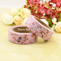 1pcs pink clubs flower birds washi tape floral masking tapes decorative stickers diary deco scrapbooking sticker