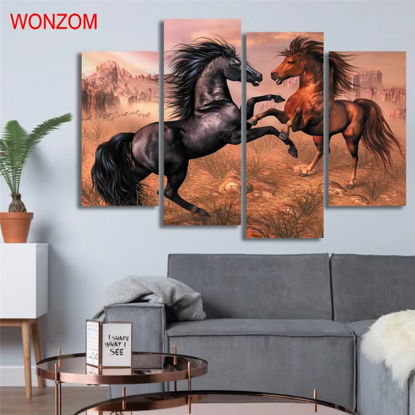 Лошадь бег холст печать животных Современная живопись на художественной