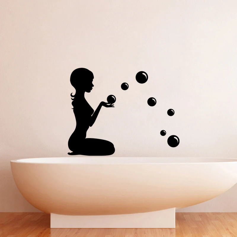 

Vinyl Wall Decals Female bubble Bathroom Wall stickers Home Decor Toilet Decal DIY Removable Art Murals JG2399